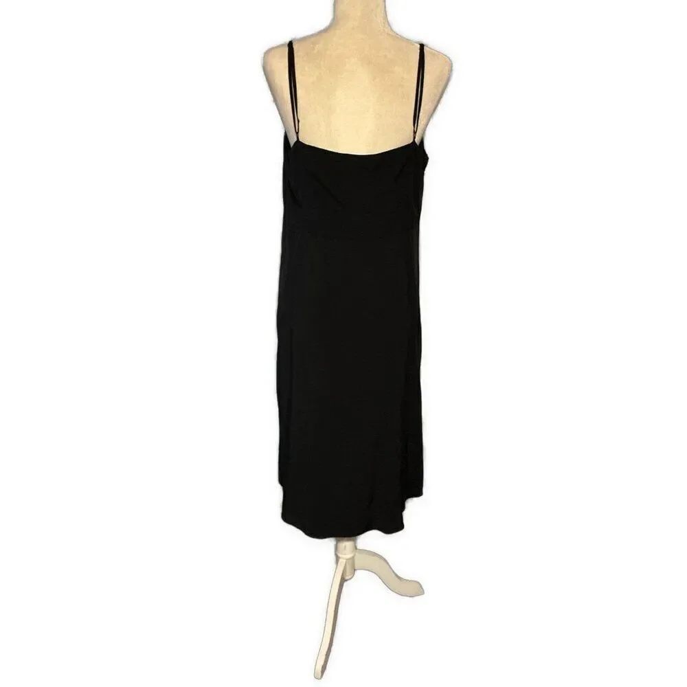 Uniqlo Women’s Solid Black Rayon V Neck Tank Midi Dress Large - Picture 2 of 4